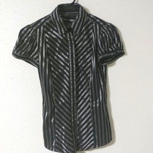 Zara Basic Black & Silver  Blouse Size: S
